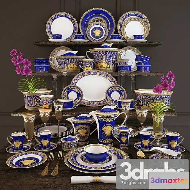 980752 - Dinner Rosenthal Versace Medusa Blue