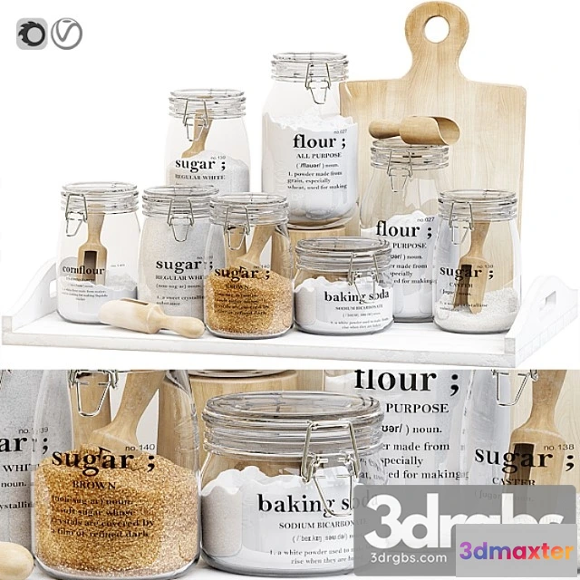 981450 - Set Of Glass Jars For The Kitchen With Sugar and Flour - No.2
