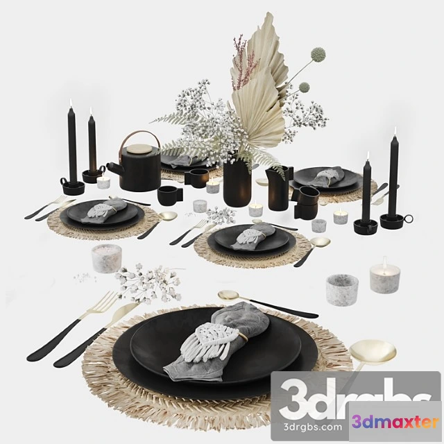 981532 - Table set with macrame and dry flowers