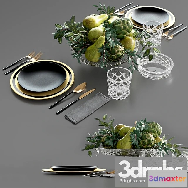 981666 - Table Setting With Fruits In Crystal Vase