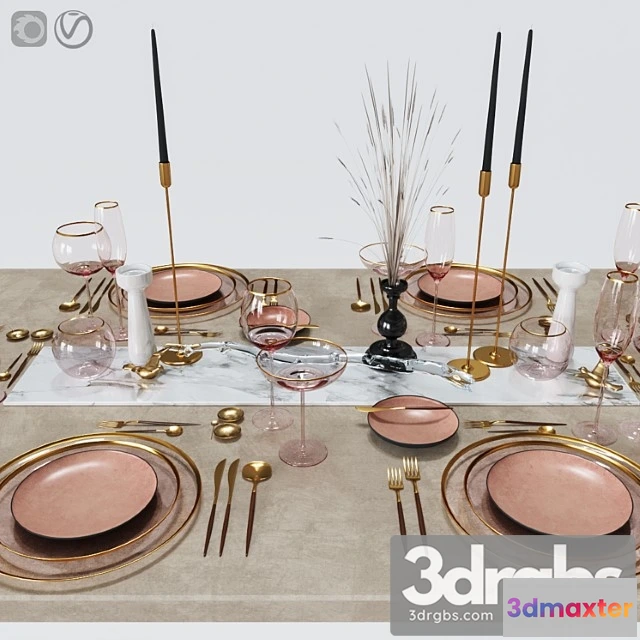 981684 - Table settings with pink glass