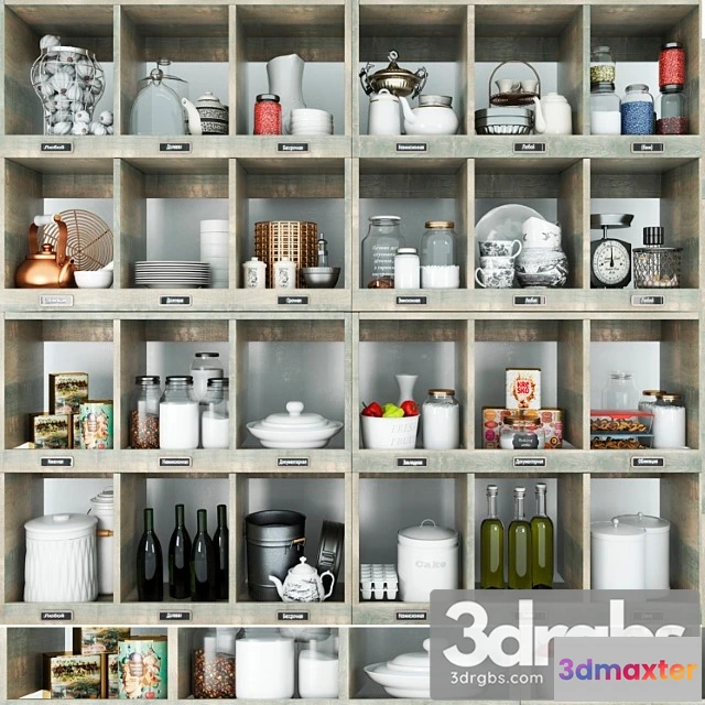 981846 - Wardrobe with decor for the kitchen and kitchen utensils