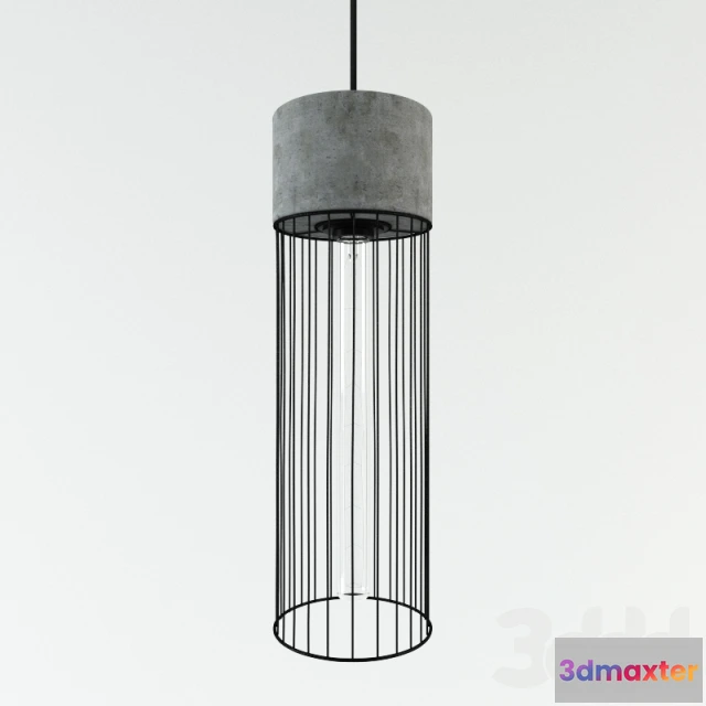 1085612 - Long Pencil Concrete Cement Steel Cage Pendant Light - 219169