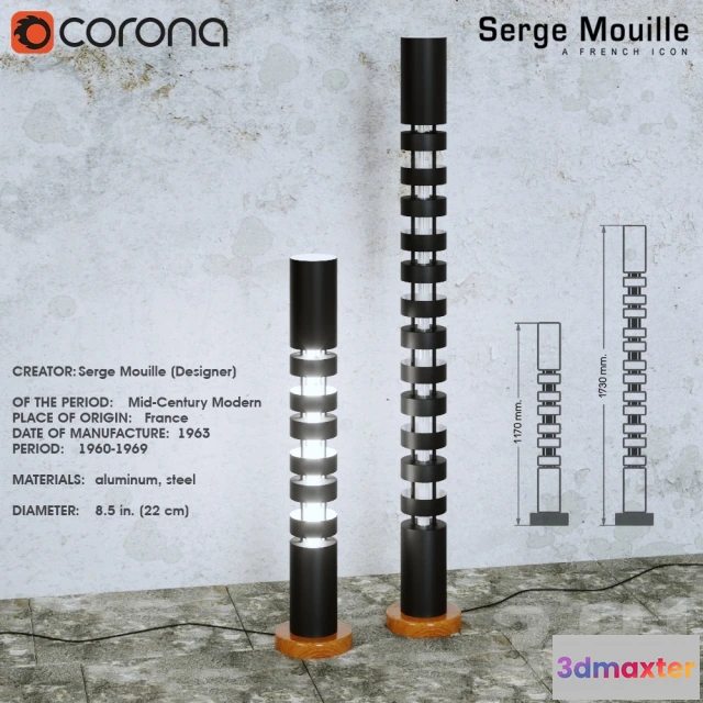 1093760 - TOTEM Floor Lamp by Serge Mouille - 227317