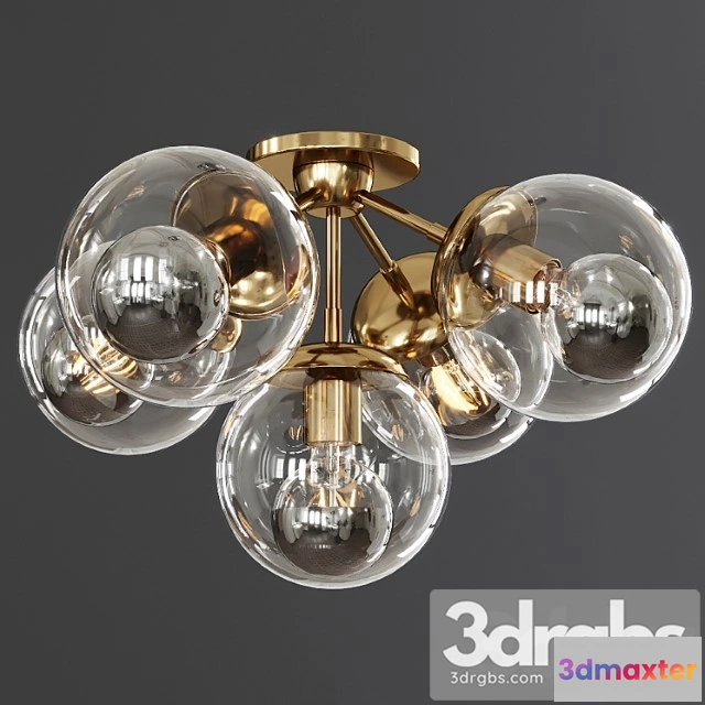 1044712 - Modo ceiling mount 5 globes brushed brass and clear glass