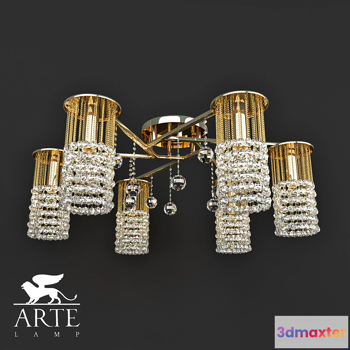 1292913 - Chandelier Ceiling Arte Lamp A3028PL-6GO 3D Max