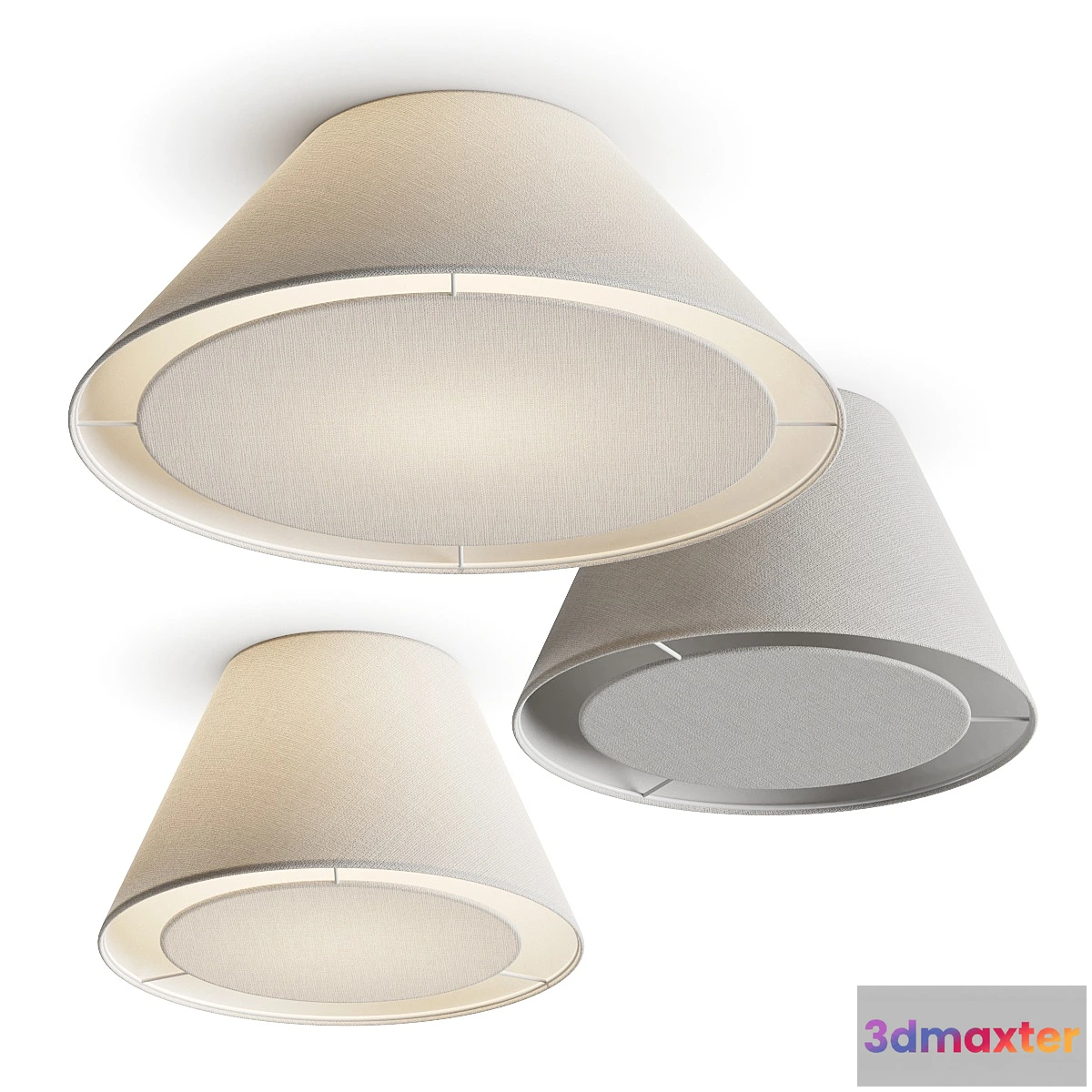 1342176 - Crate and Barrel White Tapered Linen Ceiling Lamps - No.2 3D Max