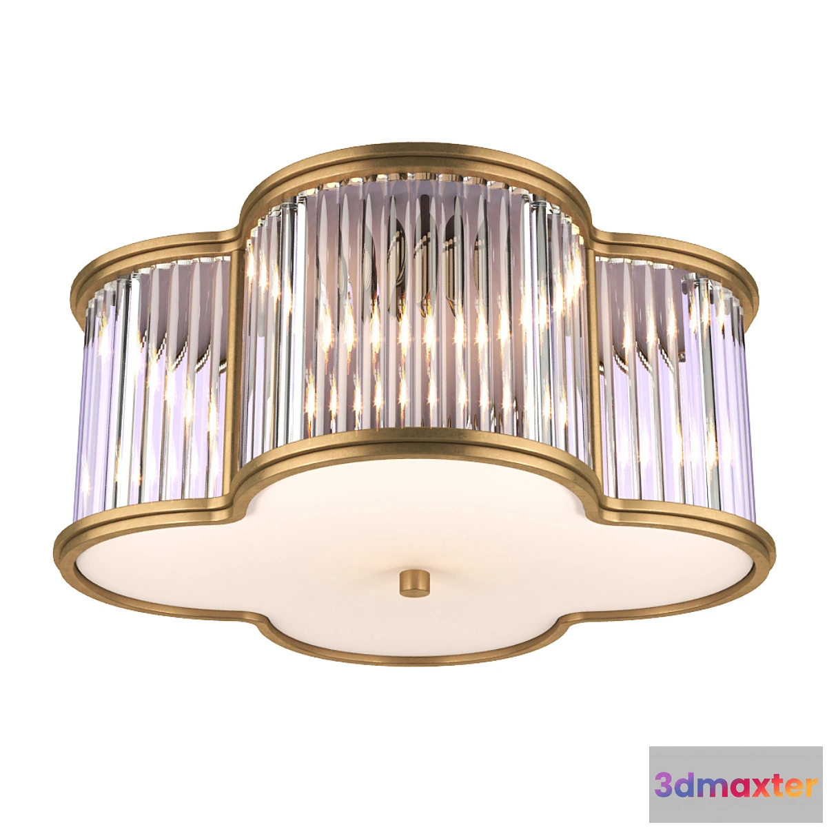 1476750 - Alexa Hampton Basil Light 2inch 11inch Natural Brass with Clear Glass Flush Mount Ceiling Light 3D Max