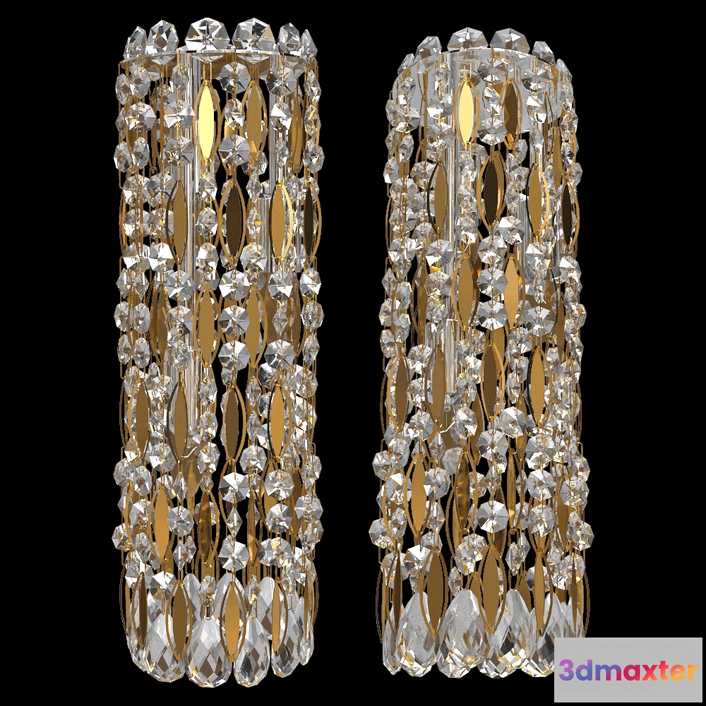 1647674 - CRYSTAL LUX - Pendant lamp Lirica SP3 ChromeGold-Transparen 3D Max
