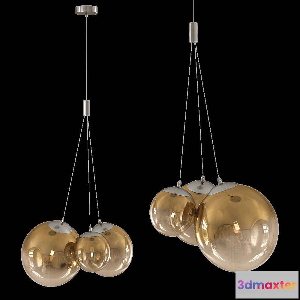 1647716 - CRYSTAL LUX - Pendant lamp Elche SP3 Gold 3D Max