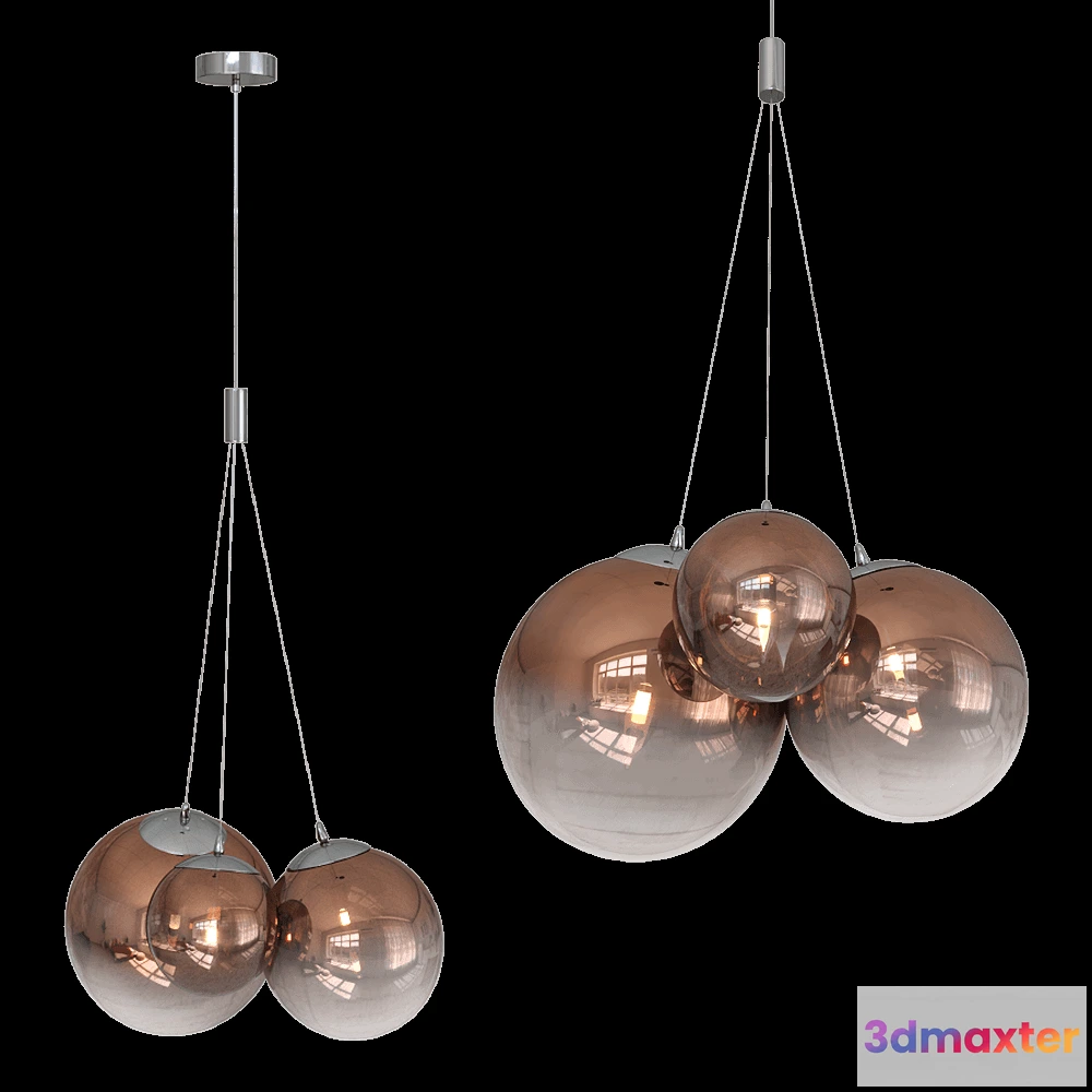 1647718 - CRYSTAL LUX - Pendant lamp Elche SP3 Copper 3D Max