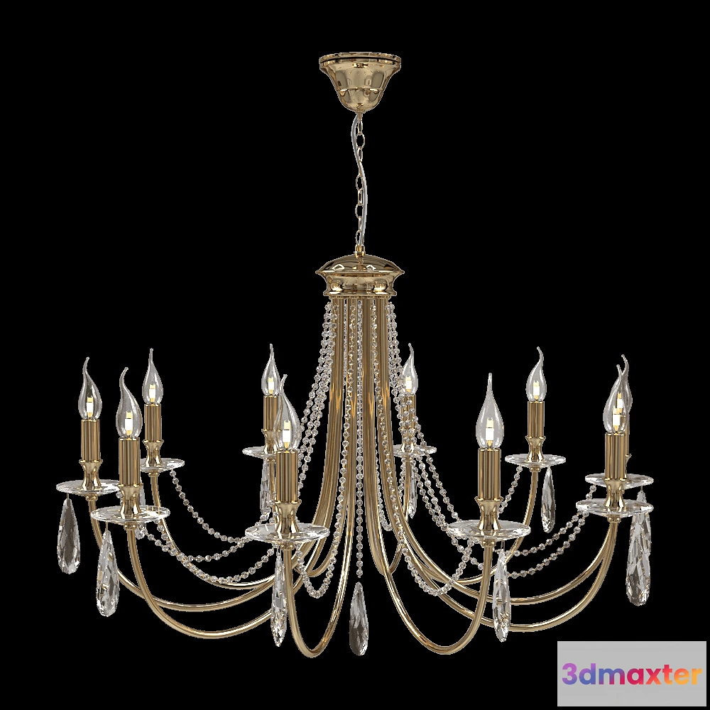 1647728 - CRYSTAL LUX - Chandelier Victoria SP10 GoldAmber 3D Max