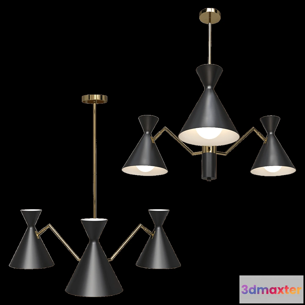 1647738 - CRYSTAL LUX - Chandelier Joven SP3 GoldBlack 3D Max