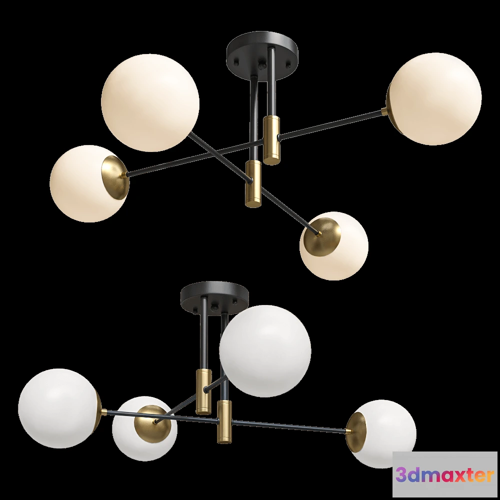 1647774 - CRYSTAL LUX - Chandelier Fidel PL4 Black 3D Max