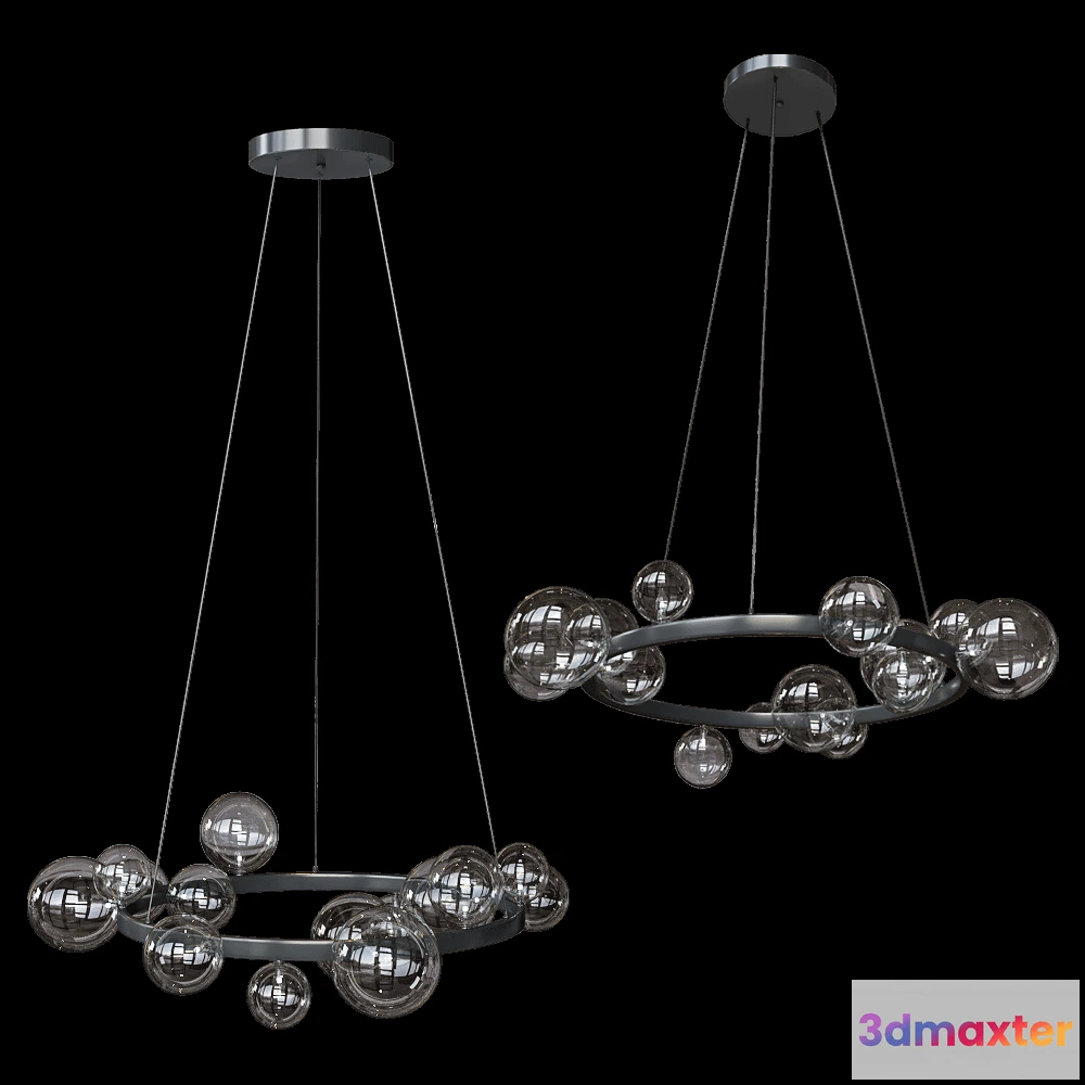1647786 - CRYSTAL LUX - Chandelier Agata SP15 V2 BlackTransparente 3D Max