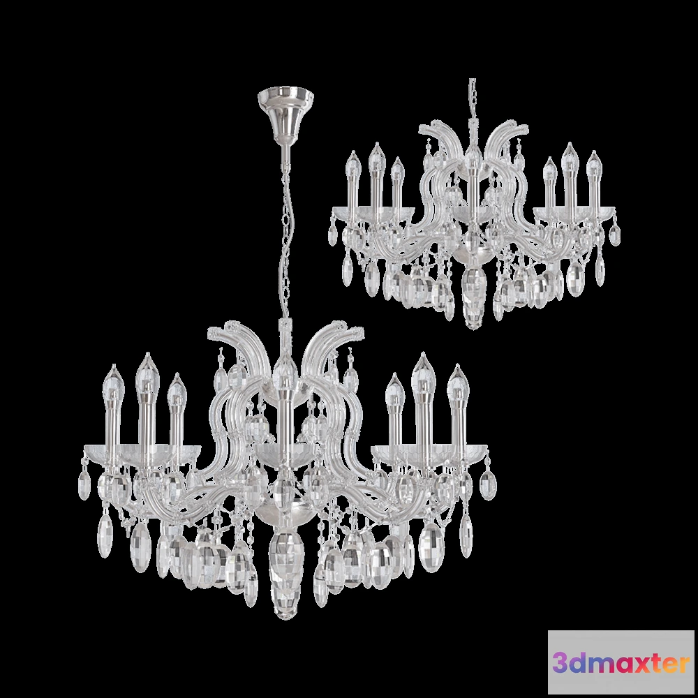 1647812 - CRYSTAL LUX - Chandelier HOLLYWOOD SP8 CHROME 3D Max