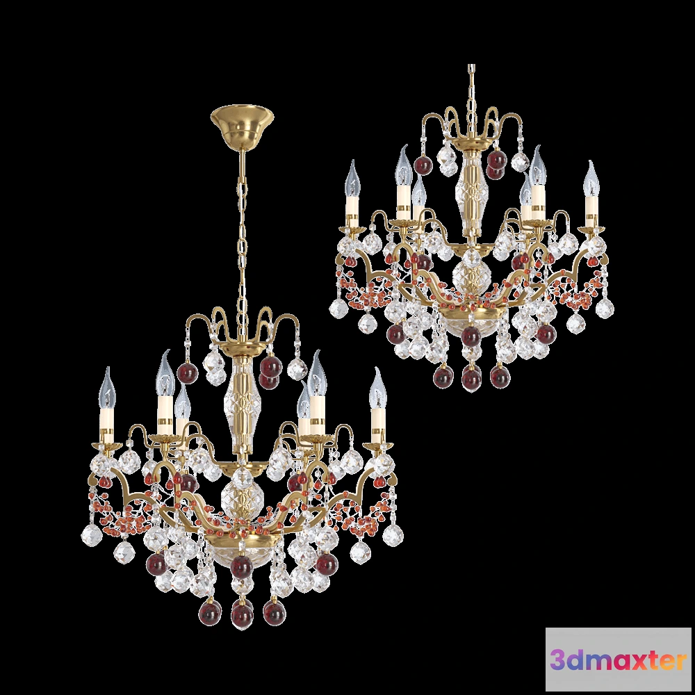 1647814 - CRYSTAL LUX - Chandelier FRUTA SP6 GOLD 3D Max