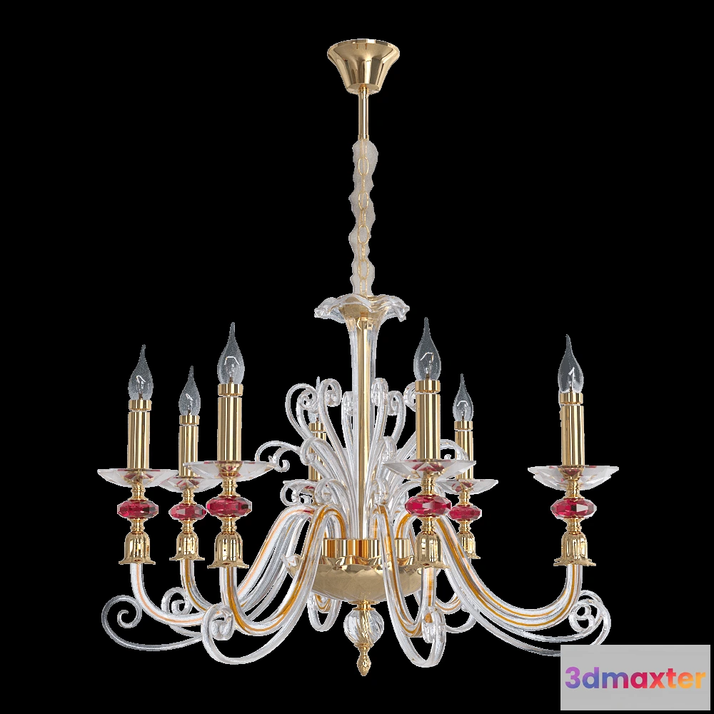 1648044 - CRYSTAL LUX - Pendant lamp Catarina AP8 Gold -Transparent-Cognac 3D Max