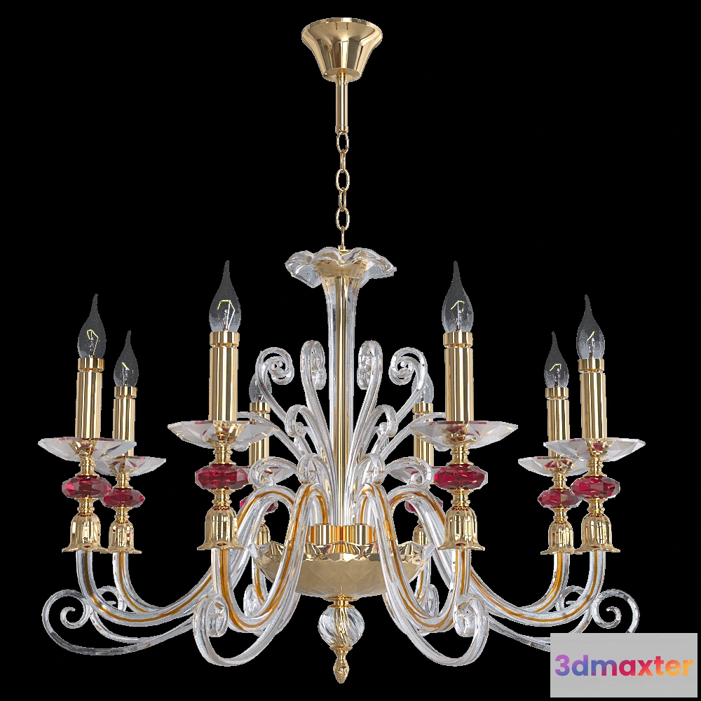 1648048 - CRYSTAL LUX - Pendant lamp Catarina AP6 Gold -Transparent-Cognac 3D Max