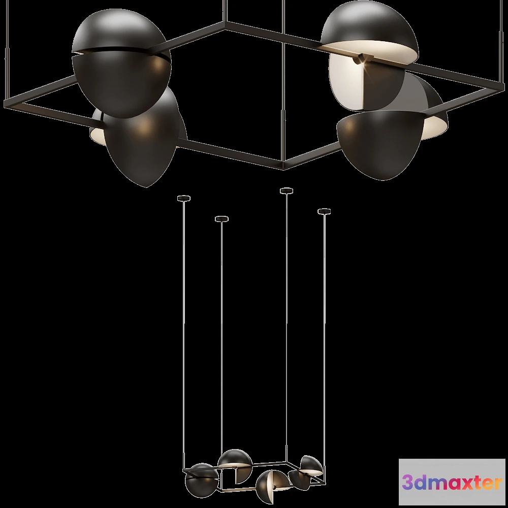 1651310 - Oblure - Pendant lamp Trapeze Quartette 3D Max