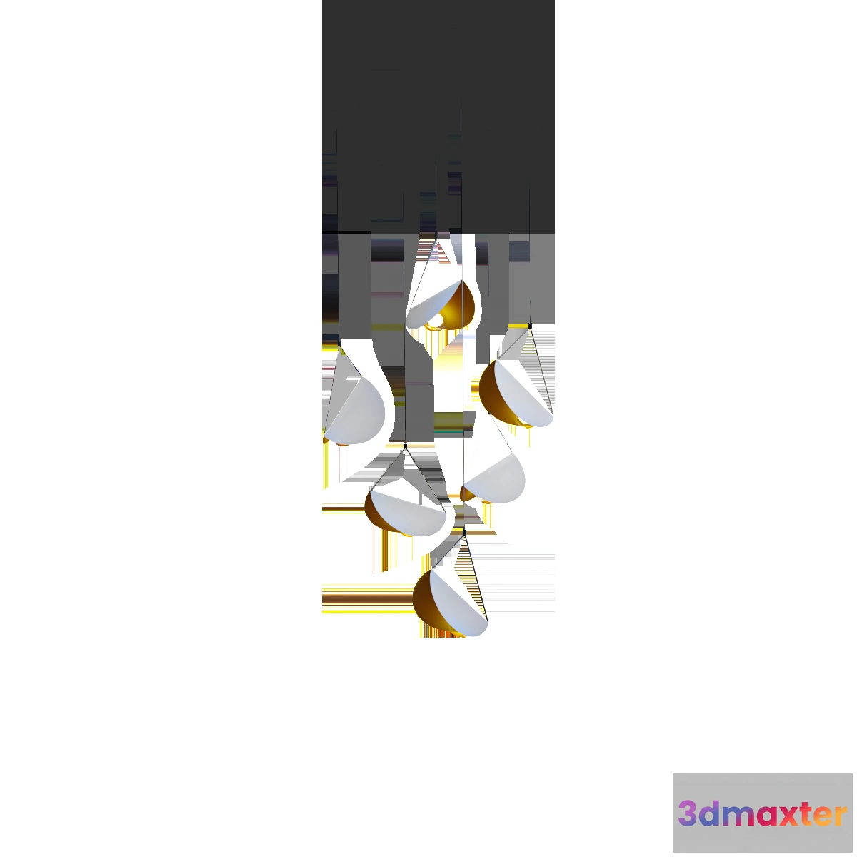 1653276 - lighting - White glider pendant light chandelier 3D Max