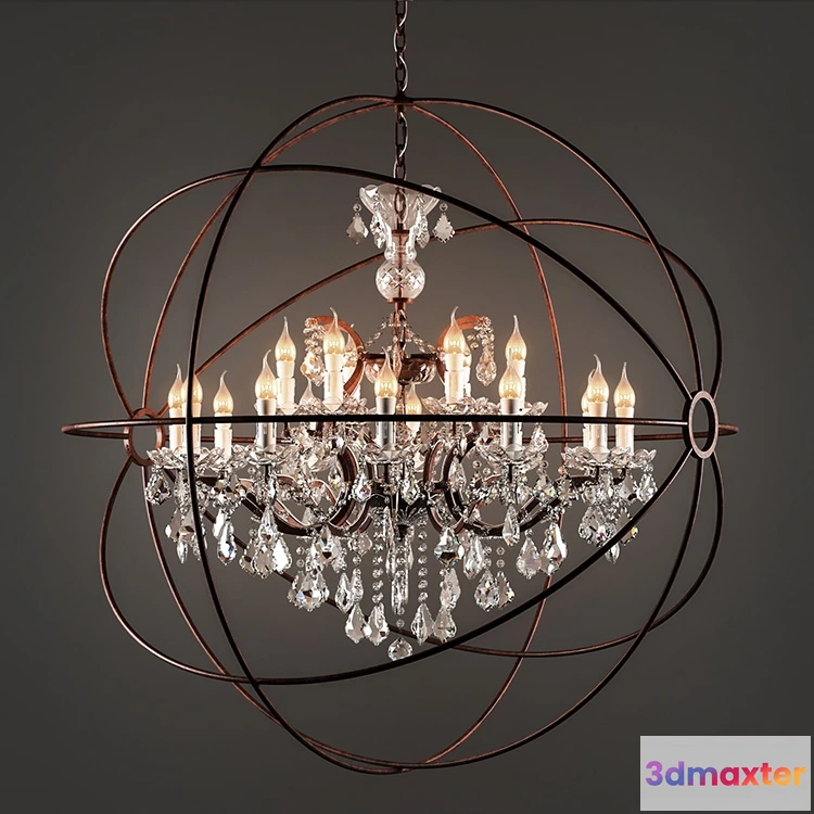 1653588 - lighting - Chandelier crystal with a gyroscope medium 3D Max
