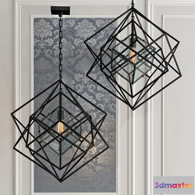 1653734 - lighting - Chandelier Cubist small black 3D Max