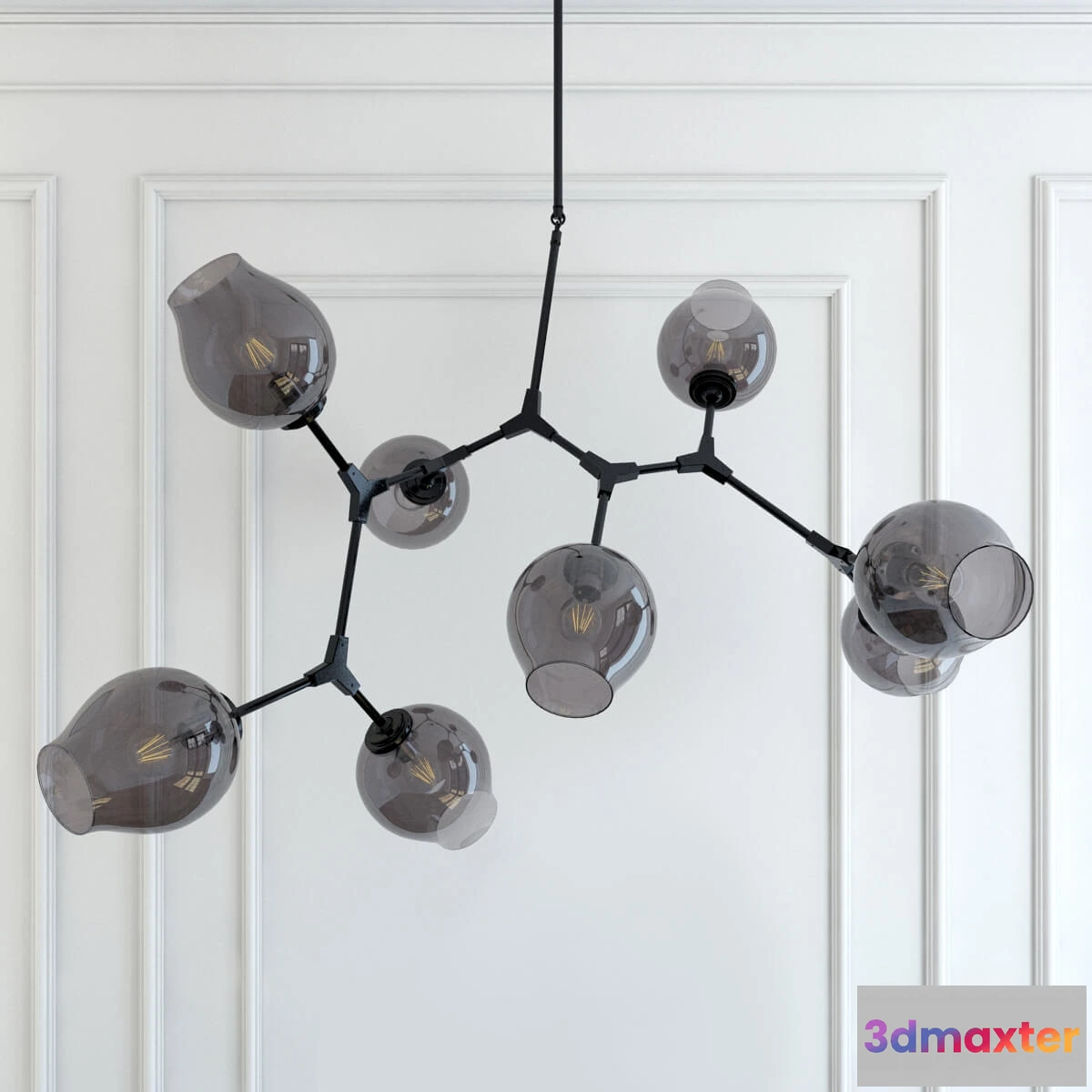 1653746 - lighting - Chandelier Lindsey Adelman branching  bubble 8 black 3D Max