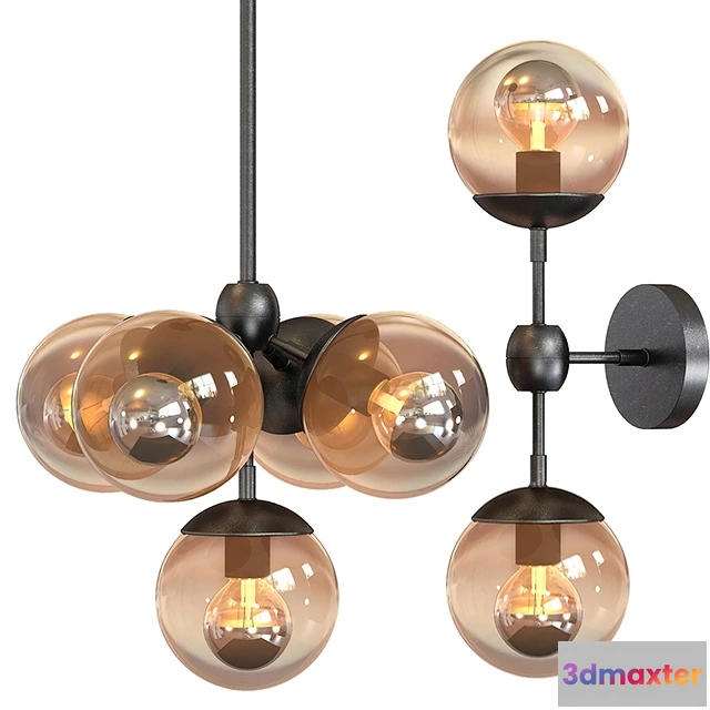 1653828 - lighting - Chandelier Modo 5 Globes 3D Max