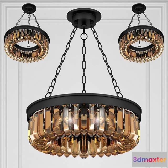1653830 - lighting - Chandelier Retro Frozen Glass  6 3D Max