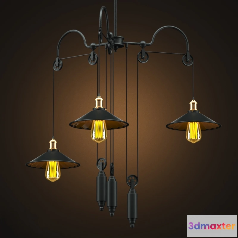 1653878 - lighting - Chandelier loft  cone Pendant Reflector Balance  3 3D Max
