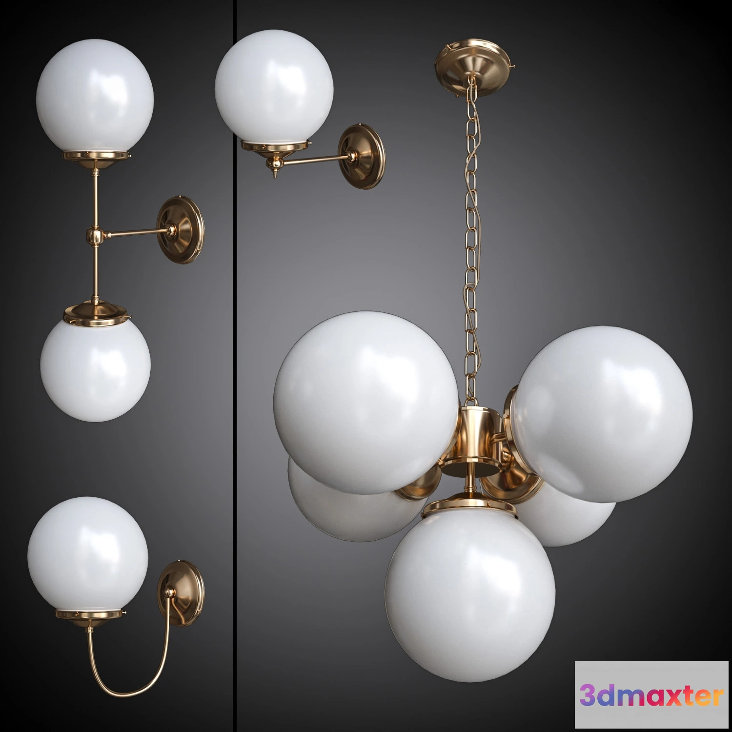 1653912 - lighting - Chandelier and sconce set Mullan 3D Max