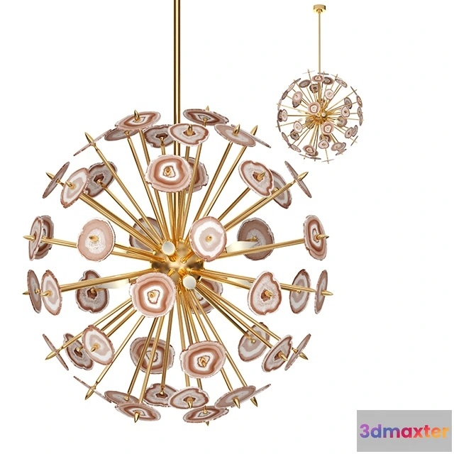 1653976 - lighting - Chandelier Agate Burst Brass 3D Max