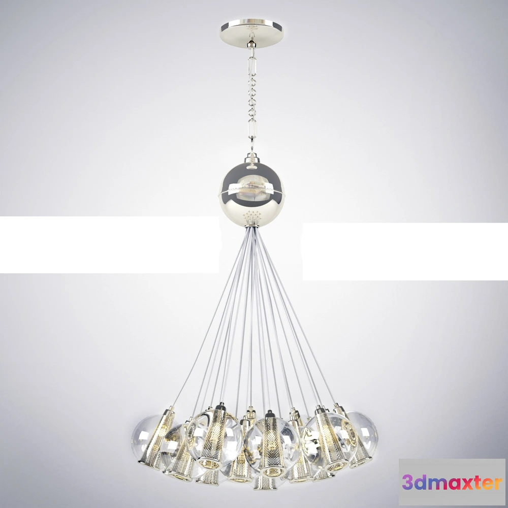 1653982 - lighting - Caviar Polished Nickel and Clear Glass Bouquet 3D Max