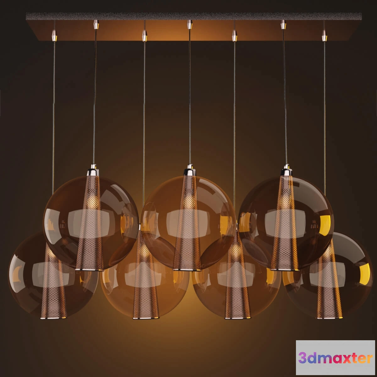 1653992 - lighting - Caviar Fixed Staggered Pendant 3D Max
