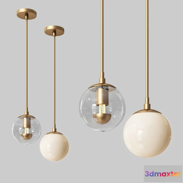 1654070 - lighting - Modo Mono Pendant Brass and Clear Glass 3D Max