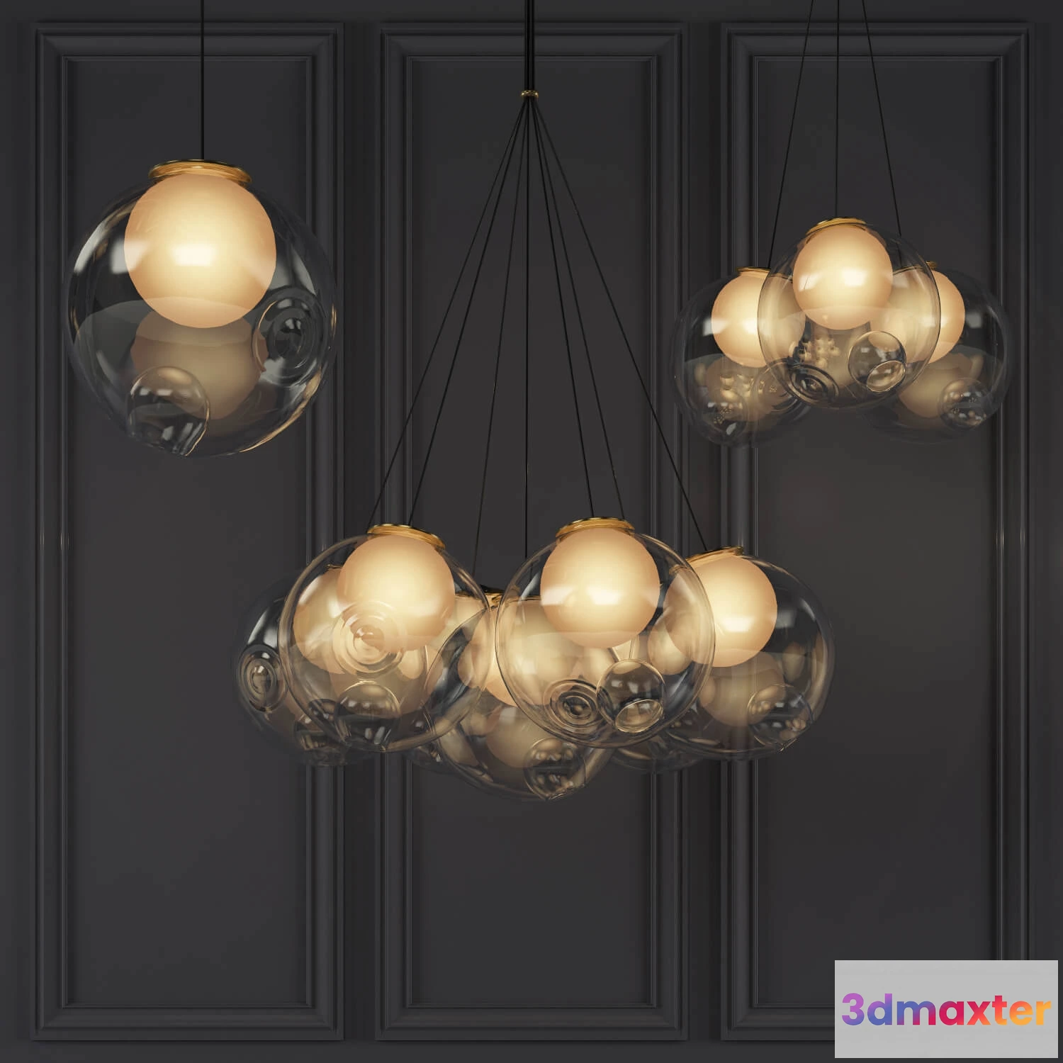 1654100 - lighting - Bocci Pendant Lamp Set 3D Max
