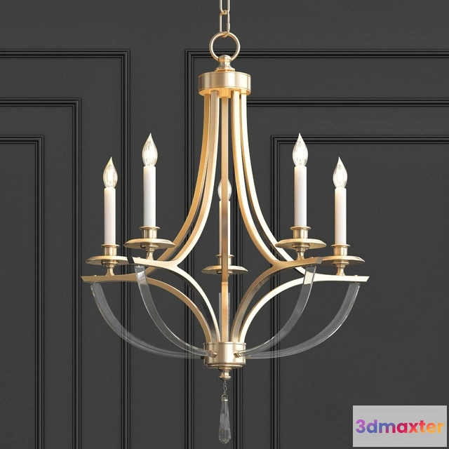 1654260 - lighting - Bent 5-Light Crystal Chandelier 3D Max