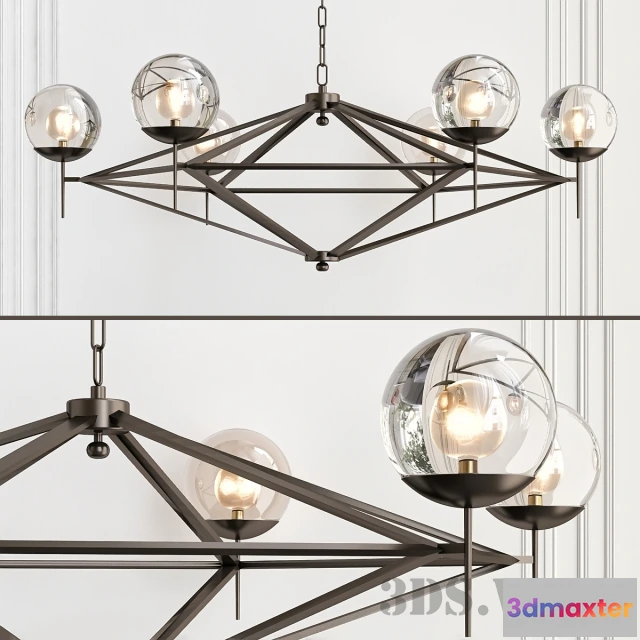 1654438 - lighting - Modern Pyramid Glass Globes Chandelier 3D Max