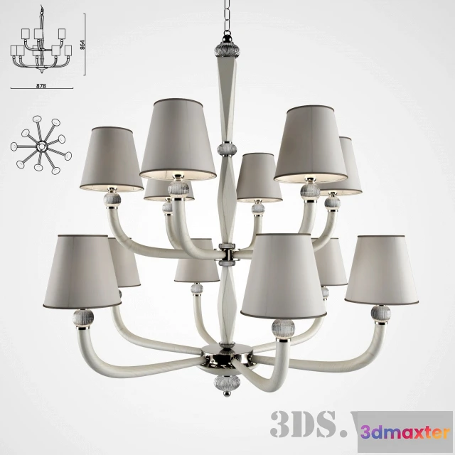 1654876 - lighting - Chandelier white Illuminazione D’arte 3D Max