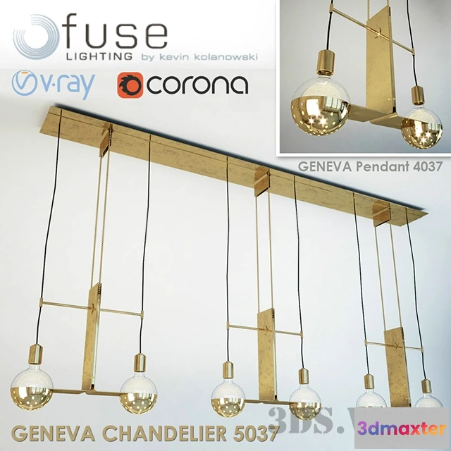 1654878 - lighting - Chandelier and pendant Geneva 3D Max