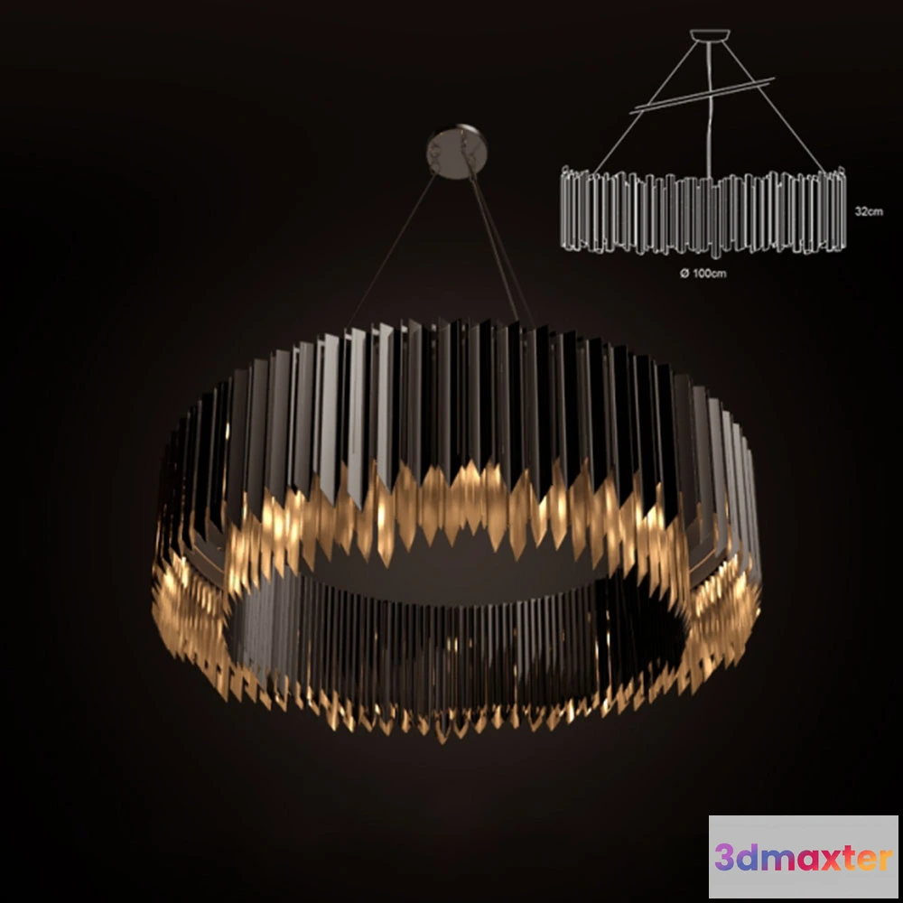 1655144 - lighting - FACET CHANDELIER BLACK NICKEL 3D Max