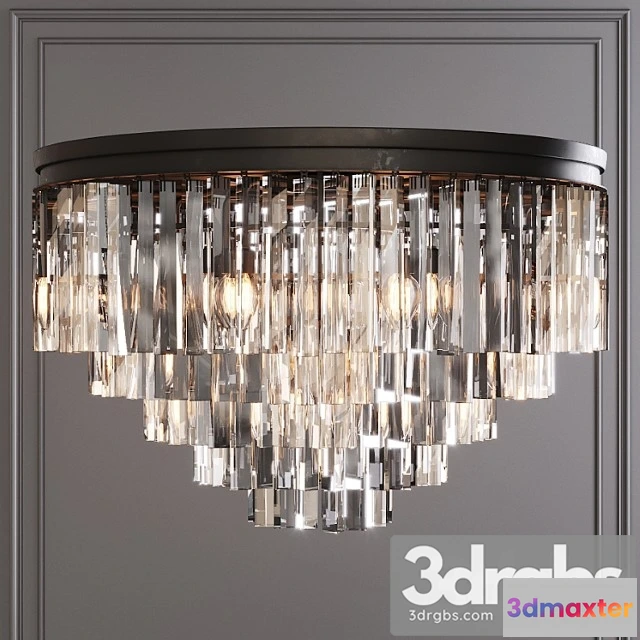 982318 - Restoration hardware 1920s odeon clear glass fringe 5-tier flushmount black