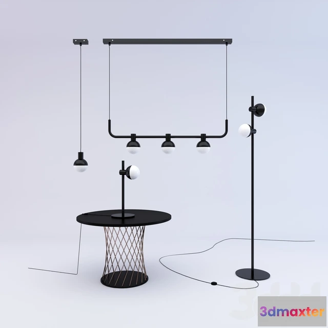 1082672 - Heal s Fabian Chandelier 3 Shades Black - 216229