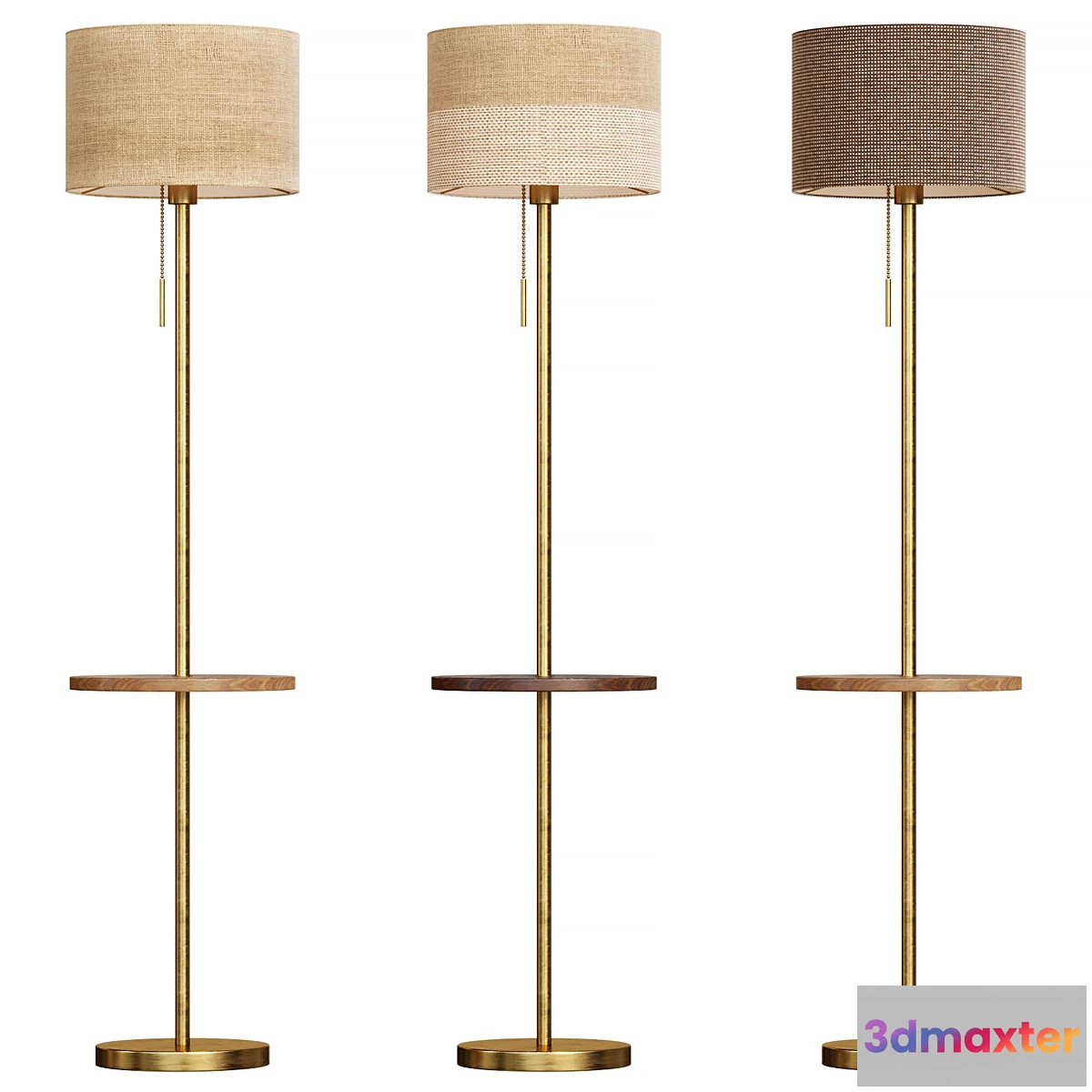 1315966 - Floor lamp with textile lampshade and table - No.2 3D Max