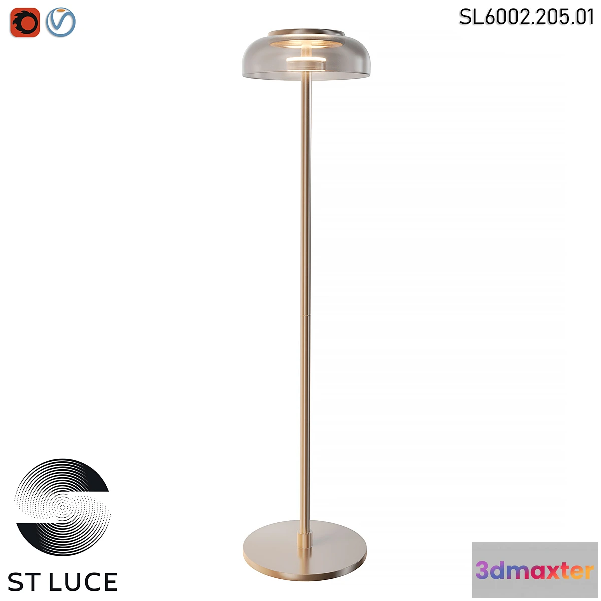 1317566 - SL6002.205.01 Floor lamp ST-Luce Gold_Amber LED OM 3D Max