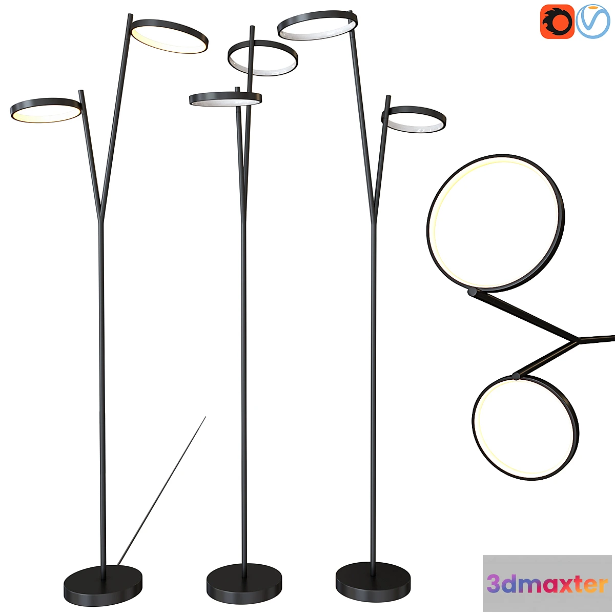 1335668 - Floor lamp CANARM LFL128A62BK Lexie LED Floor Lamp 3D Max