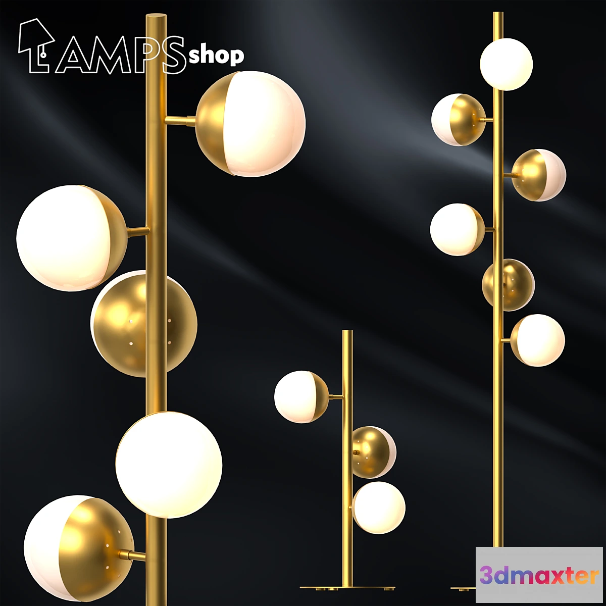 1352229 - Milky Gold Trees Floor Lamps 3D Max