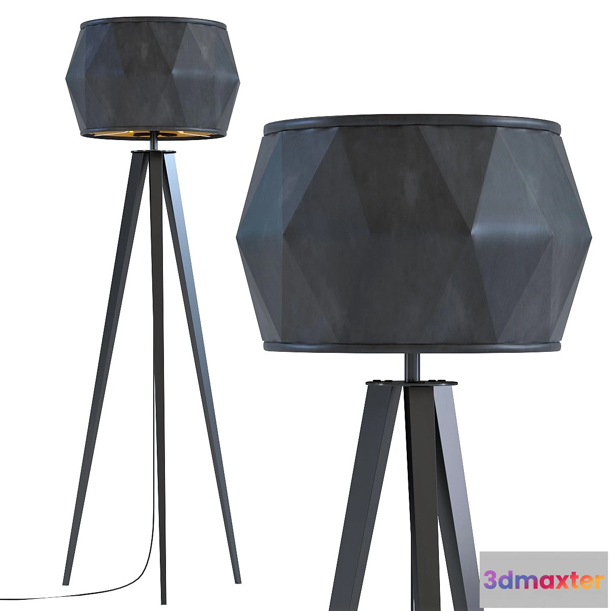 1404060 - Floor Lamp Stright Tripod Matt Black 3D Max