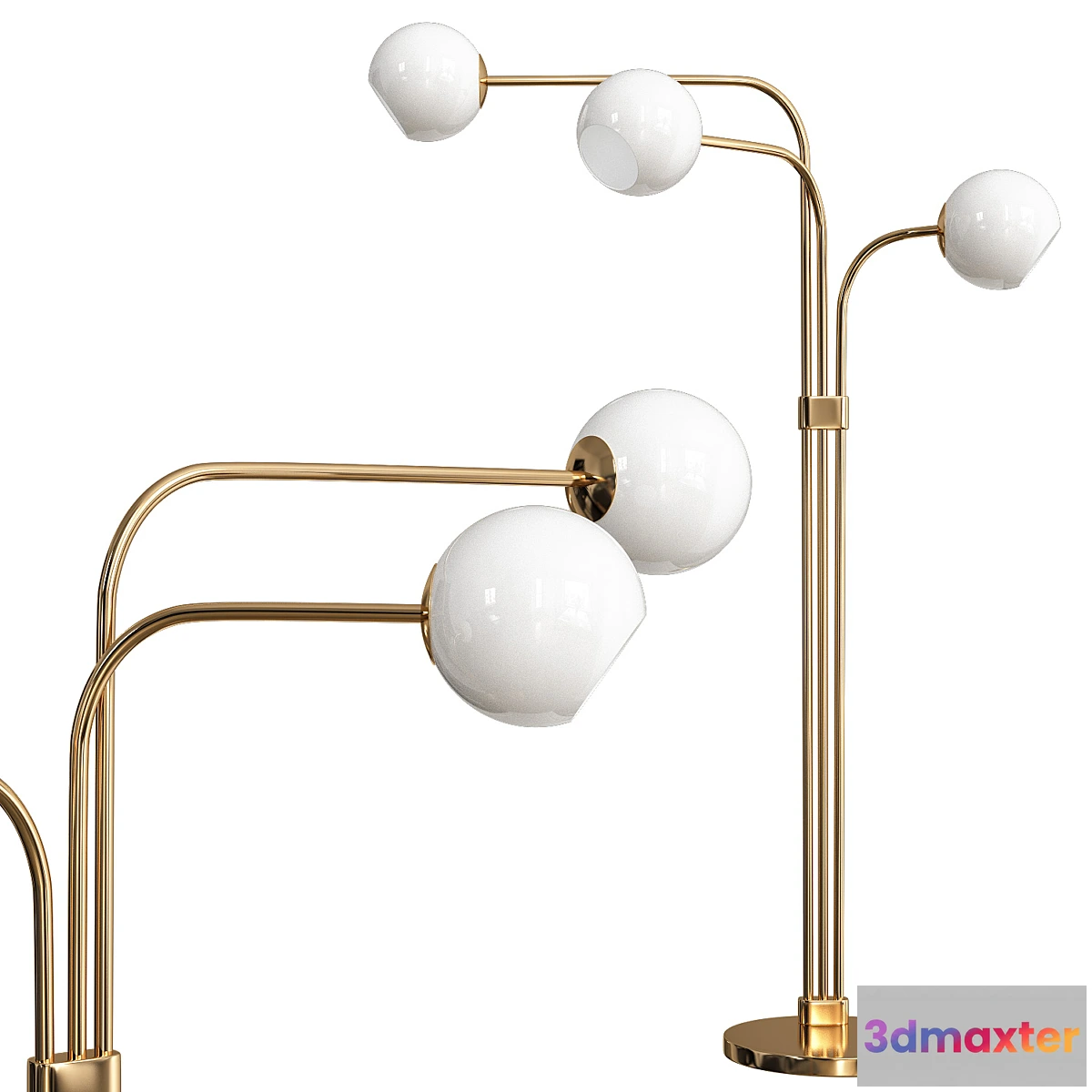1438296 - Staggered Glass 3-Light Adjustable Floor Lamp 3D Max